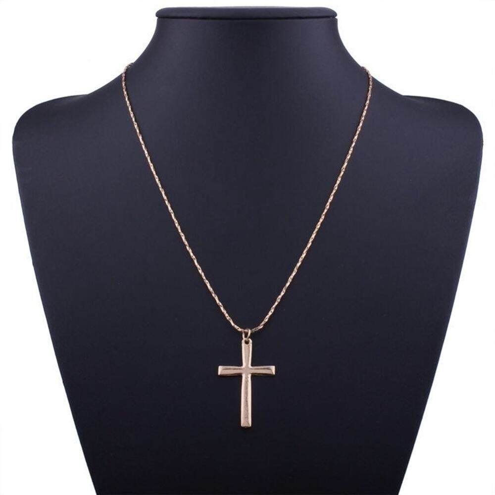 Miraculous Medal Religious Cross Gold Alloy Necklace Set - 2 Piece - Picture 7 of 8
